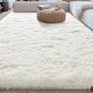 Plush White Shag Area Rug